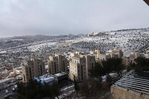 Snow in Jerusalem and the surrounding mountains photo
