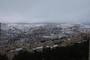 Snow in Jerusalem and the surrounding mountains photo
