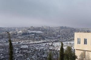 Snow in Jerusalem and the surrounding mountains photo