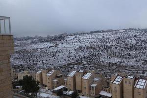 Snow in Jerusalem and the surrounding mountains photo