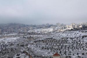 Snow in Jerusalem and the surrounding mountains photo