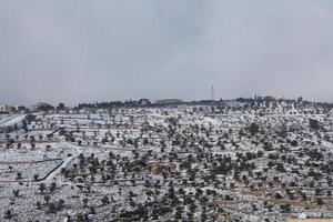 Snow in Jerusalem and the surrounding mountains photo