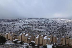 Snow in Jerusalem and the surrounding mountains photo