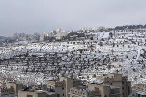 Snow in Jerusalem and the surrounding mountains photo