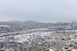 Snow in Jerusalem and the surrounding mountains photo