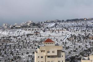 Snow in Jerusalem and the surrounding mountains photo