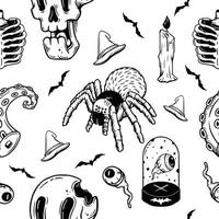 seamless pattern halloween hand drawn illustration vector