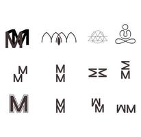 set of 12 M letter symbols on white vector