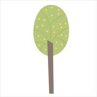 Green scandinavian tree. Design spring tree illustration. Simple vector illustration for kids design.