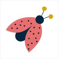 Ladybird isolated on white background. Insect ladybug with wings and dots for kids design in simple scandinavian style. Colorful trendy spring illustration. Vector illustration design