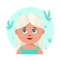 la cara de una linda chica. avatar de una niña. retrato. ilustración plana vectorial vector