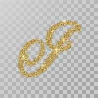 Gold glitter powder letter I in  hand painted style. vector