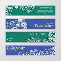 Vector abstract gear wheel and circuit board, banner set.