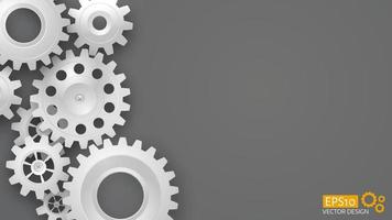 White 3d gears on the gray background. vector