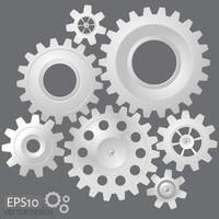 White 3d gears  on the gray background.  Infographic template vector