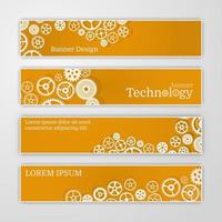 Vector abstract gear wheel and circuit board, banner set.