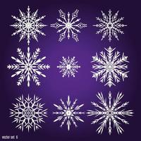 set 9 copos de nieve blancos diferentes vector