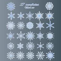 Set 27 white different snowflakes of handmade vector