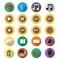 Flat set of modern media vector icons