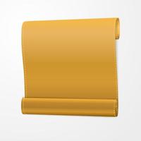 Yellow, curved, realistic  paper scroll. vector