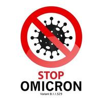 Omicron Covid-19 Coronavirus variant typography logo. New strain of SARS CoV-2. Stop sign for Omicron. vector design