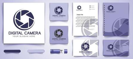 Lens camera icon Logo and business card branding template Designs Inspiration Isolated on White Background vector