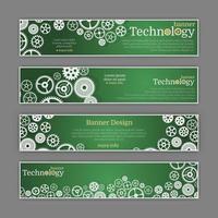 Vector abstract gear wheel and circuit board, banner set.