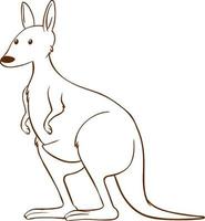 Kangaroo in doodle simple style on white background vector