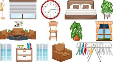 Set of interior furniture and decorations vector