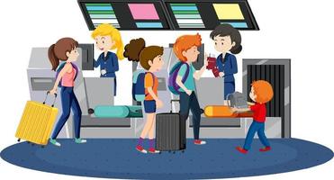 Passengers at check-in counter with service staffs vector