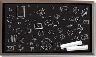 Hand drawn doodles on chalkboard vector