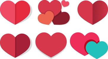 Cute hearts set in different style vector