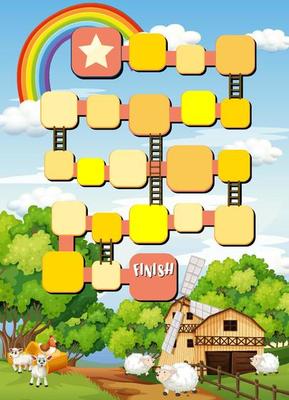 Snake ladder game template with farm theme