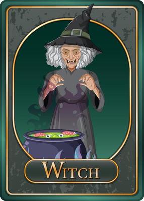 Old witch character game card template