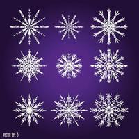 set 9 copos de nieve blancos diferentes vector