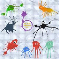 Colorful blot monster set vector