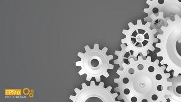 White 3d gears on the gray background. vector