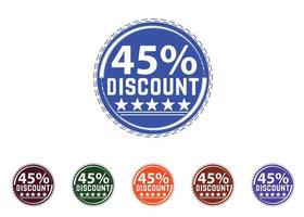 45 percent discount new offer logo and icon design vector