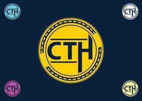 diseño de logotipo e icono de letra cth vector