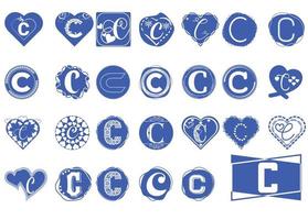 C letter logo and icon design bundle vector