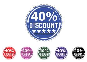 40 percent discount new offer logo and icon design vector