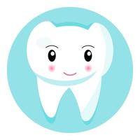 Cute smiling tooth icon. National Dental Hygiene month, week, day. Dentistry symbol vector for children. Happy funny tooth design for dentist