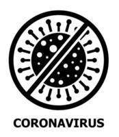 vector de icono de coronavirus para web. detenga la señal de precaución de cov. detener el símbolo del virus. pandemia peligrosa, biológica