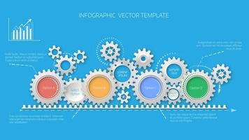 concepto de línea de tiempo con elementos de engranajes. 4 opciones vector