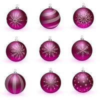 Red christmas balls. Set of isolated realistic decorations vector