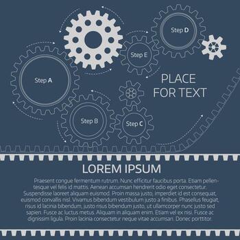 Vector infographic template with gears  on grey background