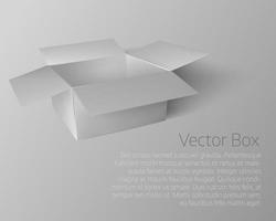 White gray open lid packaging box on isolated white background vector