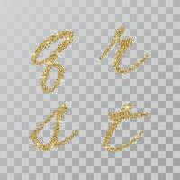 Gold glitter powder letters  g, r, s, t  in  hand painted style vector