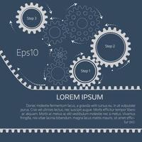 Vector infographic template with gears  on grey background.