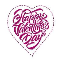 Lettering Happy Valentine's Day in the form of heart. Vector illustration on white isolated background. Template for cards and congratulations.